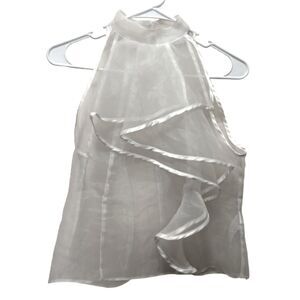 ASOS‎ Design White Sheer Ruffle Halter Top Bachelorette Party Bridal US Size 4